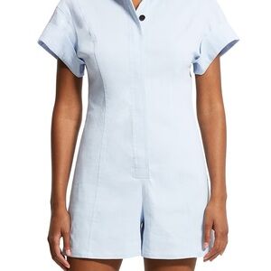 Theory Short-Sleeve Linen Blend Romper | Size 8 | New | $395 Retail